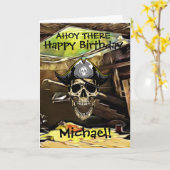 Pirate Skull Ship Kanone Card Karte (Gelbe Blume)