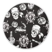Pirate Skull Ship Wheel Keramikknauf (Vorderseite)