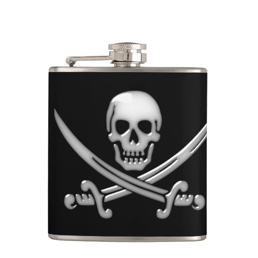 Pirate Skull & Sword Crossbones Flachmann (Vorderseite)