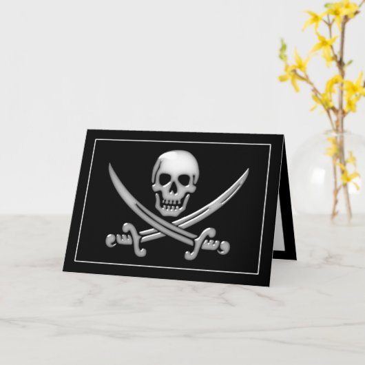Pirate Skull & Sword Crossbones (TLAPD) Karte (Gelbe Blume)