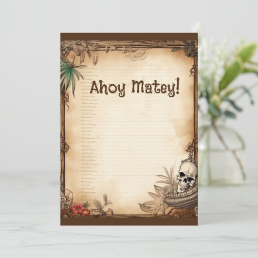 Pirate Skull Talk wie ein Piratengeburt Einladung (Stehend Vorderseite)