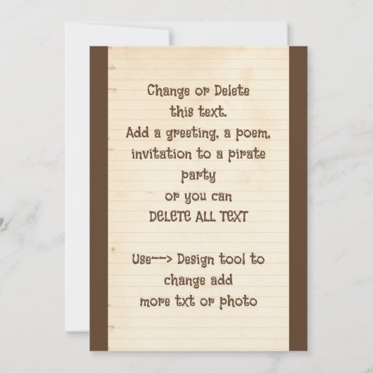 Pirate Skull Talk wie ein Piratengeburt Einladung (Rückseite)