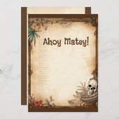Pirate Skull Talk wie ein Piratengeburt Einladung (Vorne/Hinten)