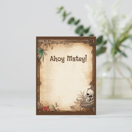 Pirate Skull Talk wie ein Piratengeburt Postkarte (Stehend Vorderseite)