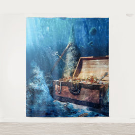 Pirate Skull Treasure Gold Tapestry Wandteppich