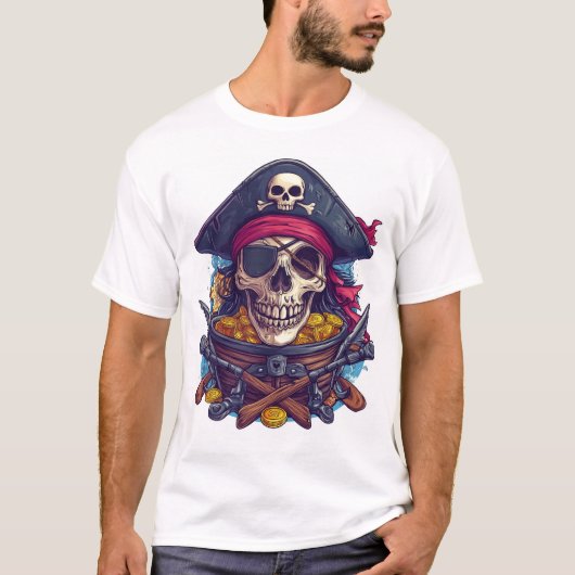 Pirate Skull Treasure T-Shirt (Vorderseite)