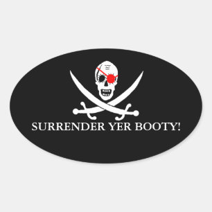 Pirate Skull - Übergabe Ovaler Aufkleber