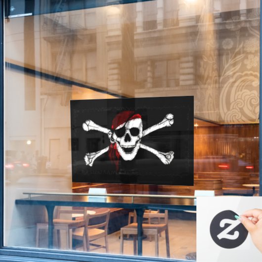 Pirate Skull und Crossbones Fensteraufkleber (Café-Fenster)