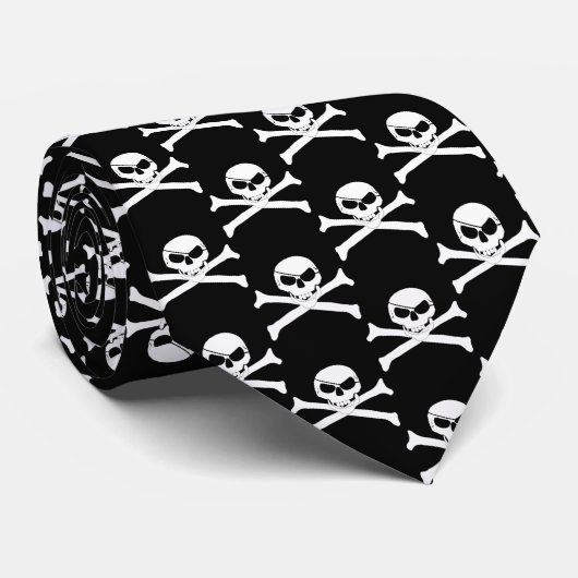 Pirate Skull und Crossbones Krawatte (Gerollt)