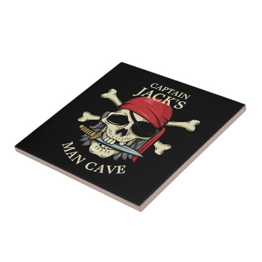 Pirate Skull und Crossbones Man Cave Fliese (Seite)