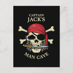 Pirate Skull und Crossbones Man Cave Postkarte