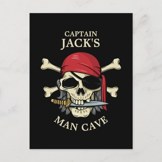 Pirate Skull und Crossbones Man Cave Postkarte (Vorderseite)