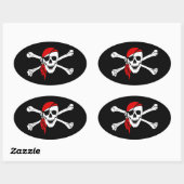 Pirate Skull und Crossbones mit Red Bandana Ovaler Aufkleber (Blatt)