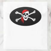 Pirate Skull und Crossbones mit Red Bandana Ovaler Aufkleber (Tasche)