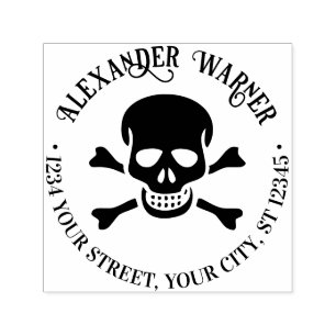 Pirate Skull und Crossbones Name Rücksendeadresse Permastempel
