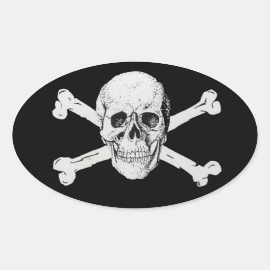 Pirate Skull und Crossbones Ovaler Aufkleber (Vorderseite)