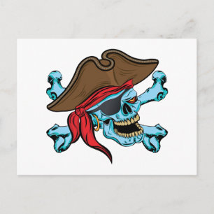 Pirate Skull und Crossbones Postkarte