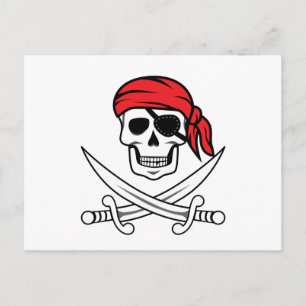 Pirate Skull und Crossbones Postkarte