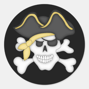Pirate Skull und Crossbones Runder Aufkleber