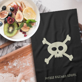 Pirate Skull und Crossbones Schwarzes Küchentuch