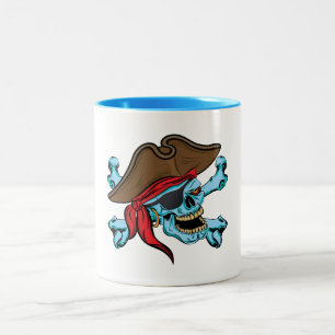 Pirate Skull und Crossbones Zweifarbige Tasse