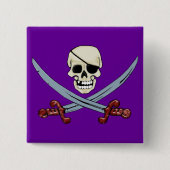 Pirate Skull und Crossed Cutlasses Creepy Art Button (Vorderseite)