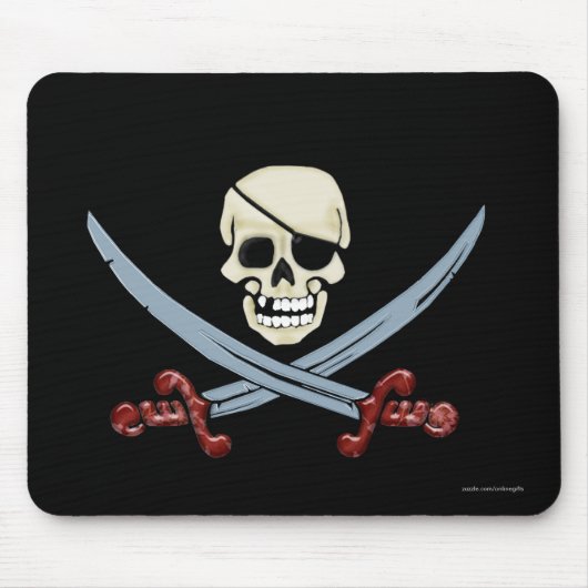 Pirate Skull und Crossed Cutlasses Creepy Art Mousepad (Vorne)