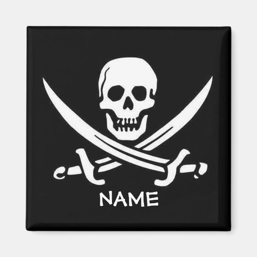 Pirate Skull und Schwerter fügen Namen hinzu Magnet (Vorne)