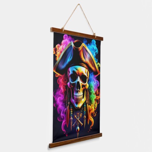 Pirate Skull Wall Tapestry Wandteppich Mit Holzrahmen (Gewinkelt)