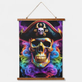 Pirate Skull Wall Tapestry Wandteppich Mit Holzrahmen (Vorderseite)
