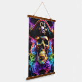 Pirate Skull Wall Tapestry Wandteppich Mit Holzrahmen (Gewinkelt)