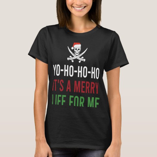 Pirate Skull Weihnachten Yo Ho Ho sein ein frohes  T-Shirt (Vorderseite)