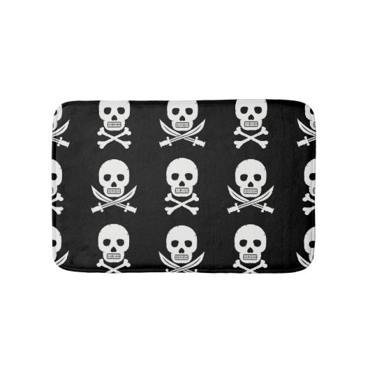 Pirate Skulls Crossbones Nahtloses Muster Badematte (Vorderseite)