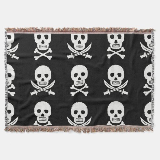 Pirate Skulls Crossbones Nahtloses Muster Decke (Vorderseite)