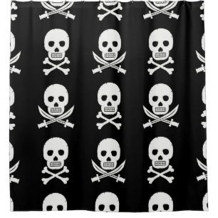 Pirate Skulls Crossbones Nahtloses Muster Duschvorhang