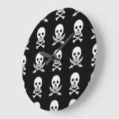 Pirate Skulls Crossbones Nahtloses Muster Große Wanduhr (Winkel)