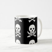 Pirate Skulls Crossbones Nahtloses Muster Kaffeetasse (VorderseiteRechts)