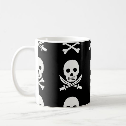 Pirate Skulls Crossbones Nahtloses Muster Kaffeetasse (Links)