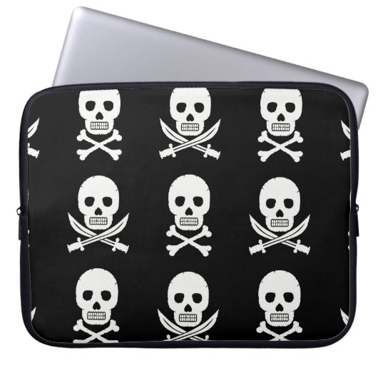 Pirate Skulls Crossbones Nahtloses Muster Laptopschutzhülle (Vorderseite)