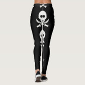 Pirate Skulls Crossbones Nahtloses Muster Leggings (Rückseite)