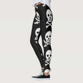 Pirate Skulls Crossbones Nahtloses Muster Leggings (Links)