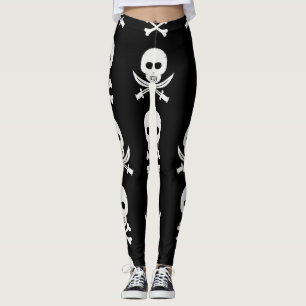 Pirate Skulls Crossbones Nahtloses Muster Leggings
