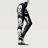 Pirate Skulls Crossbones Nahtloses Muster Leggings (Rechts)