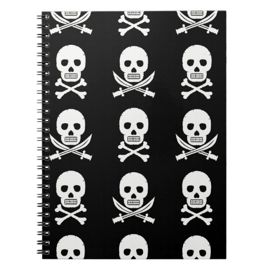 Pirate Skulls Crossbones Nahtloses Muster Notizblock (Vorderseite)
