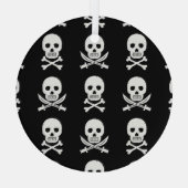 Pirate Skulls Crossbones Nahtloses Muster Ornament Aus Glas (Rückseite)