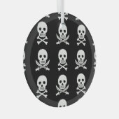 Pirate Skulls Crossbones Nahtloses Muster Ornament Aus Glas (Vorderseite Rechts)