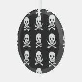 Pirate Skulls Crossbones Nahtloses Muster Ornament Aus Glas (Vorderseite links)