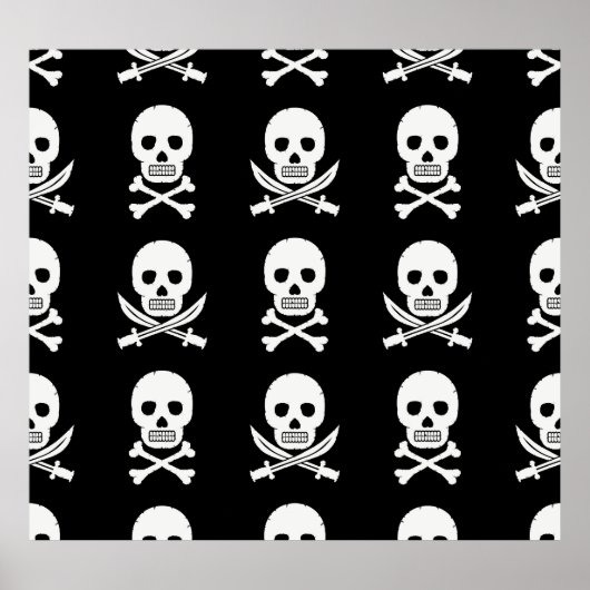 Pirate Skulls Crossbones Nahtloses Muster Poster (Vorne)