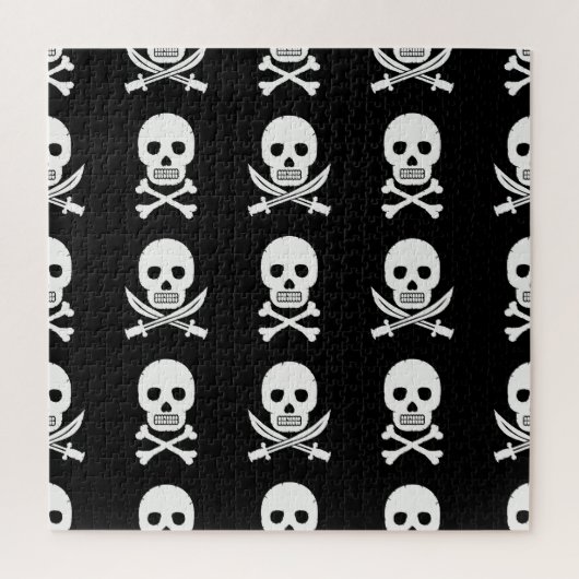 Pirate Skulls Crossbones Nahtloses Muster Puzzle (Vertikal)
