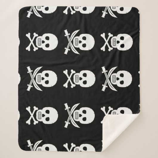 Pirate Skulls Crossbones Nahtloses Muster Sherpadecke (Vorderseite)